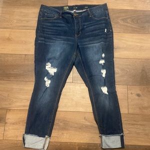 True Craft 18 cropped distressed jeans plus size